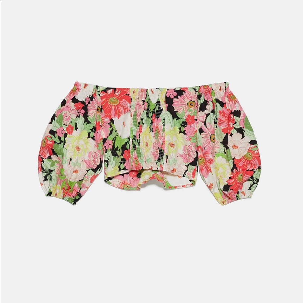 NEW!! HP 🥳🥳🥳Zara Floral Off the Shoulder Top - Picture 2 of 13